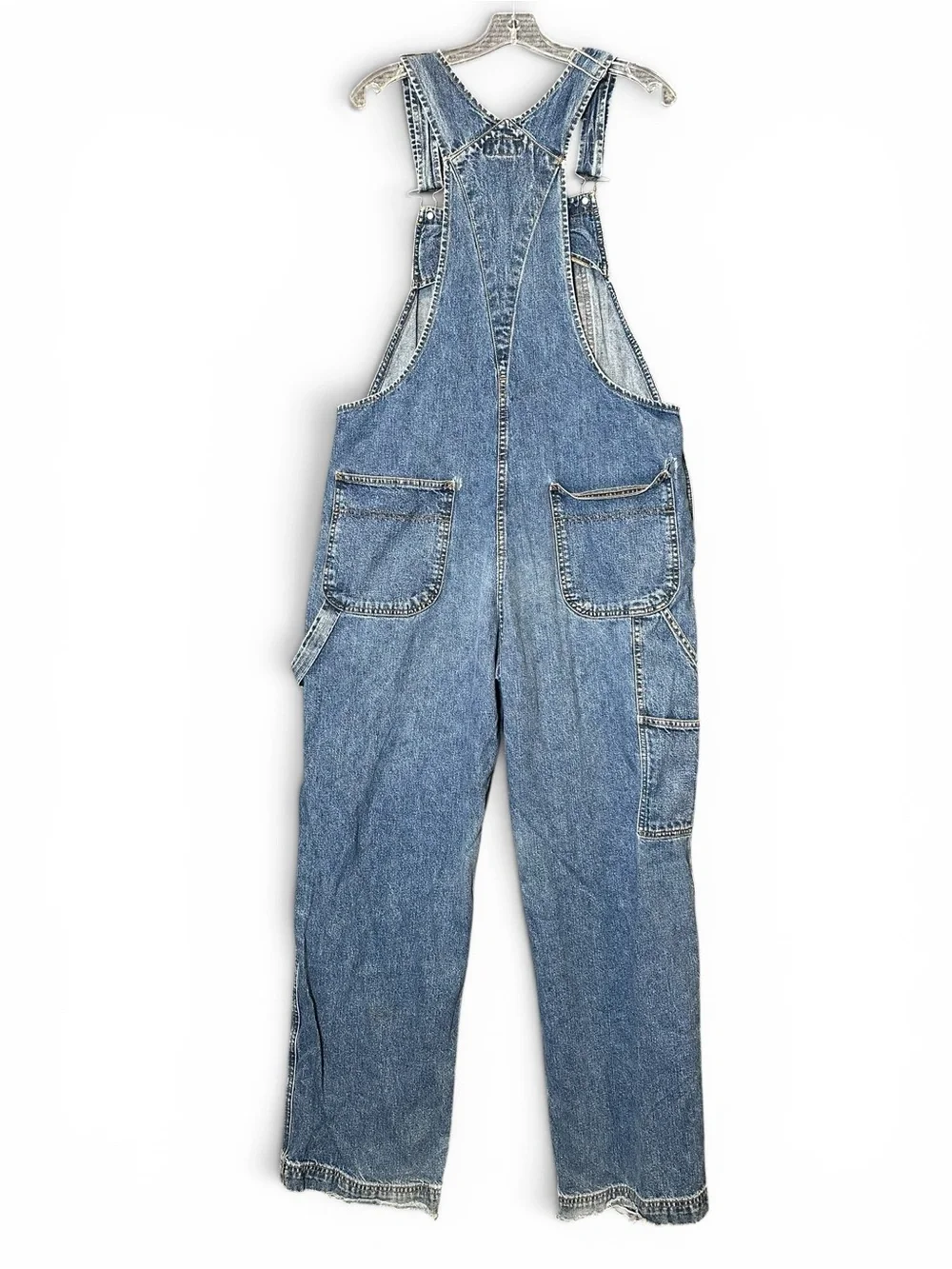 Vintage Y2K 90s Polo Jeans Co Ralph Lauren Denim Overalls Large Blue Carpenter - Picture 3 of 13